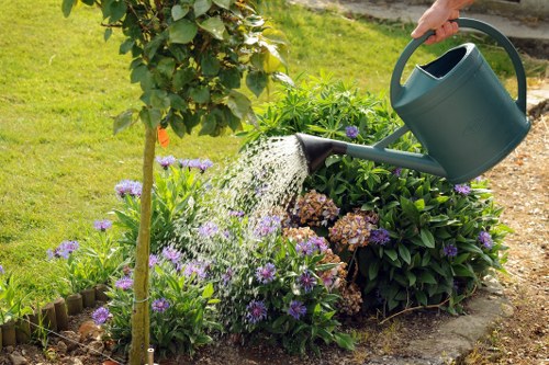 Local garden makeover process showing site preparation and landscaping work in Honoroak